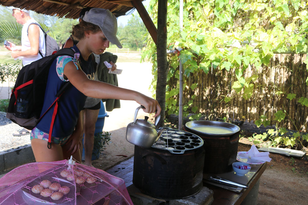 Making Thai pancakes Khao Lak