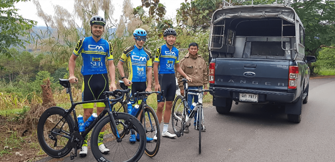 Thailand Cycling tour Chiang Rai cyclists on road